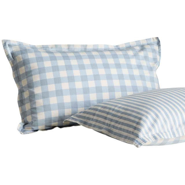 M&S cotton gingham bedding set in blue for single bed, imported from the UK