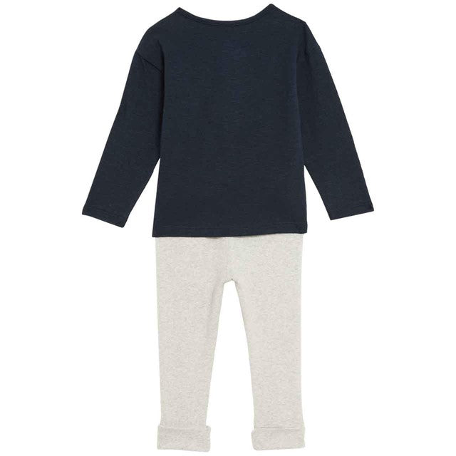 M&S long sleeve jersey outfit navy 3-6 months, imported from the UK