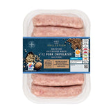 M&S pork chipolatas 12 pack 375g, imported from the UK