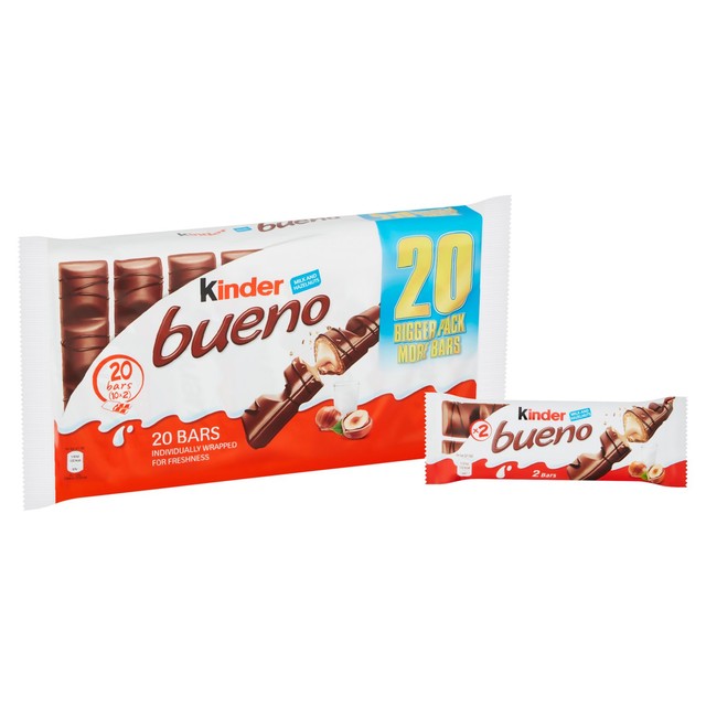 Kinder Bueno milk chocolate and hazelnut bars 10 x 43g multipack, UK version