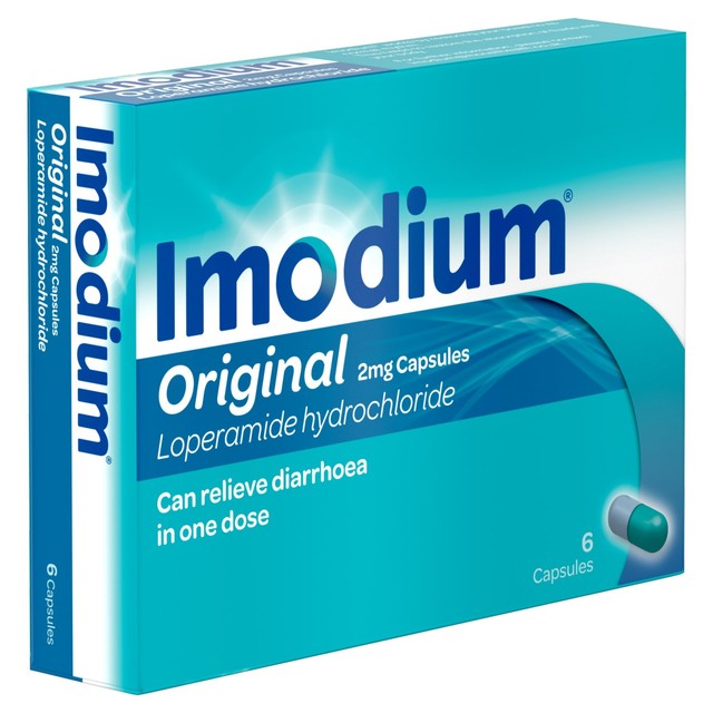 Imodium Original 2mg diarrhoea relief capsules (British brand)