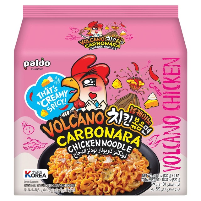 Paldo Volcano instant noodles Carbonara 520g , imported from the UK