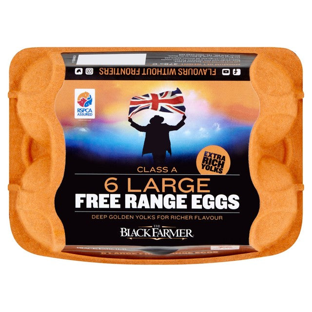 The Black Farmer large golden yolk free range eggs 6 pack - British product