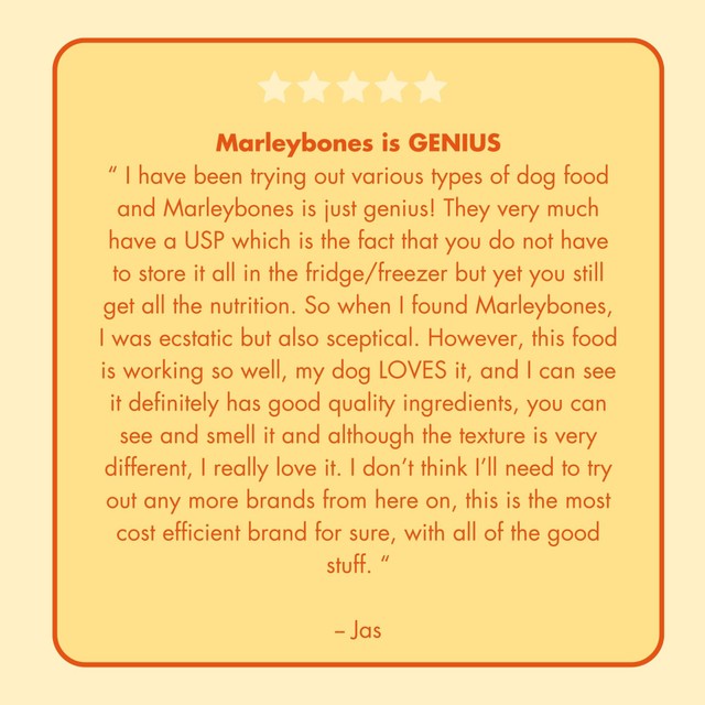 Marleybones wet dog food chicken and superfoods 390g, imported from the UK