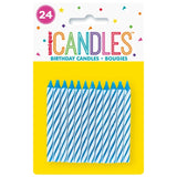 Unique Party blue spiral birthday candles pack of 24 - British product