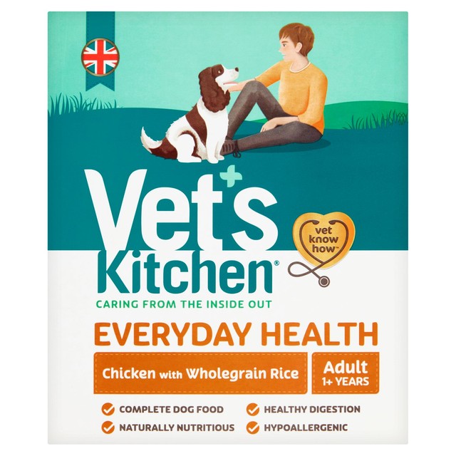 Vets Kitchen wet dog food chicken with wholegrain rice 395g (British brand)