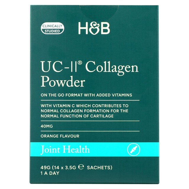 Holland & Barrett UC-II collagen powder orange flavour 14 sachets, UK version