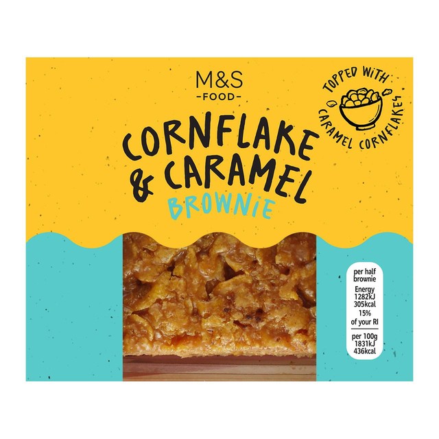 M&S cornflake caramel brownie dessert, Fairtrade cocoa - British product