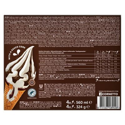 Wall's Cornetto Soft Chocolatey Eis-Waffelhörnchen 4 x 140ml