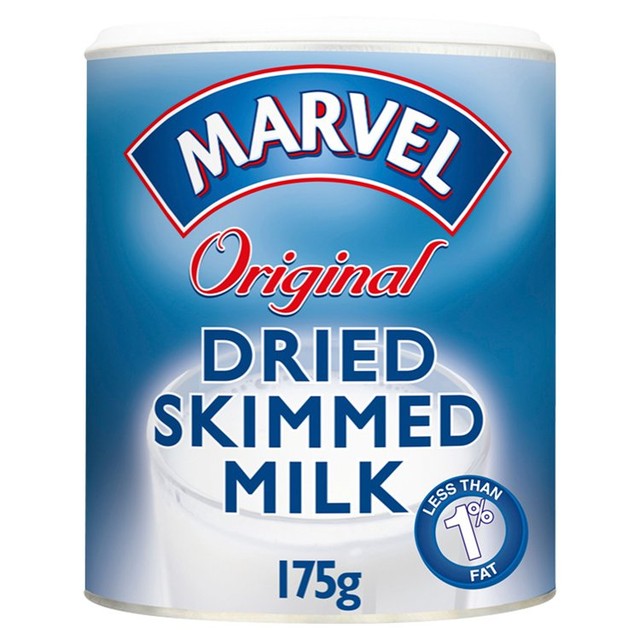 Marvel dried skimmed milk powder can (British brand)