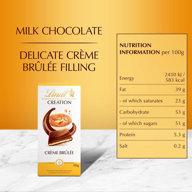 Lindt Creme Brulee chocolate bar 150g, UK version