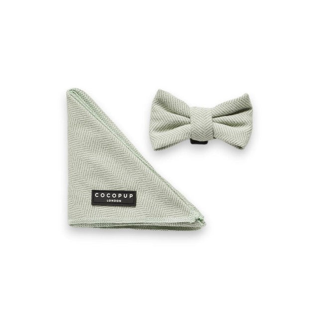 Cocopup London sage tweed dog bandana and bow tie set - British product