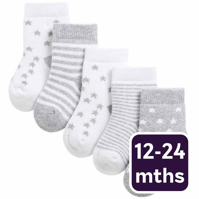 M&S Terry Stars socks grey 12-24 months, imported from the UK
