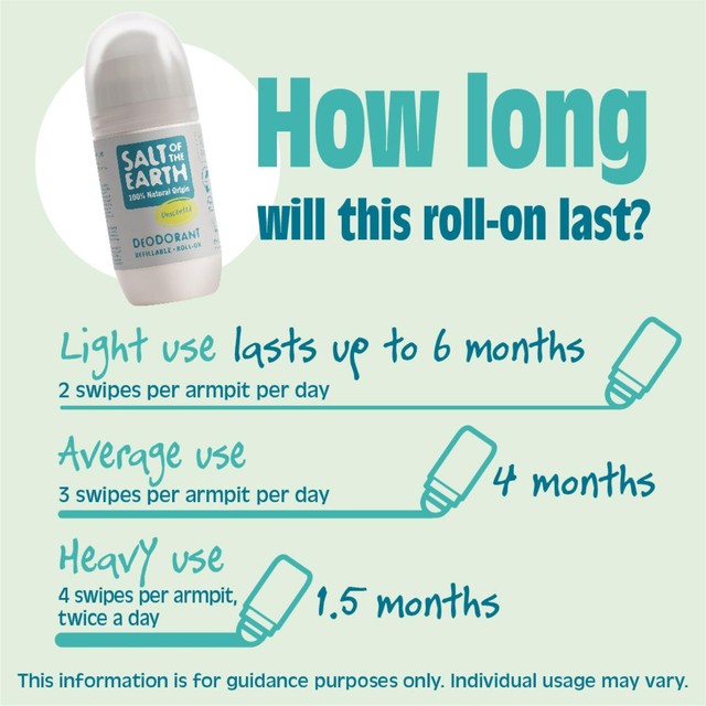 Salt of the Earth unscented natural deodorant roll-on 75ml (British brand)