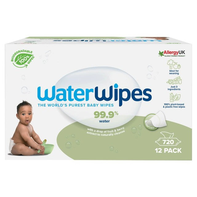 WaterWipes sensitive weaning plastic free baby wipes 720 wipes (British brand)