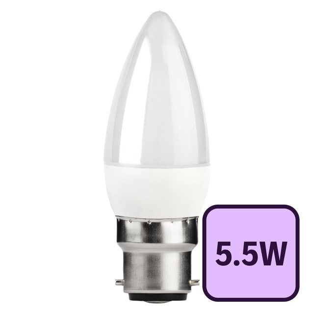 TCP LED Candle bulb 470L B22 5.5W daylight, imported from the UK