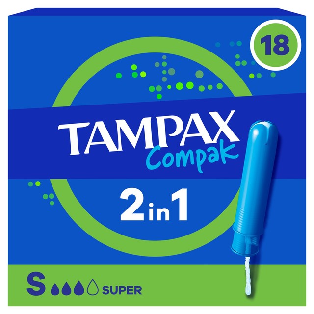 Tampax Compak Super tampons 18 pack (British brand)