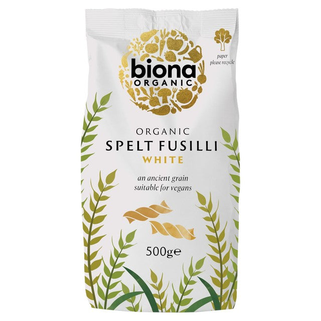 Biona organic spelt fusilli white pasta 500g - British product