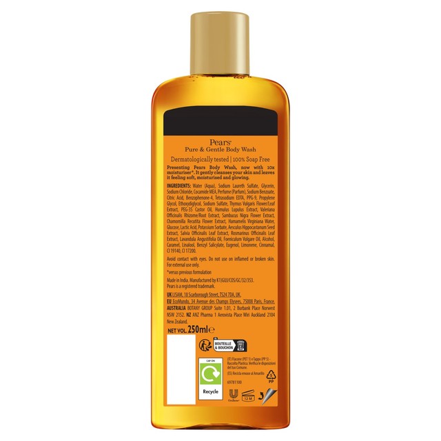 Pears Original body wash soap-free formula (British brand)