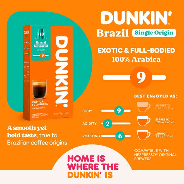 Dunkin Brazil single origin coffee pods (British brand)