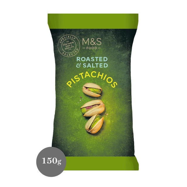 M&S roasted salted pistachios 150g, imported from the UK