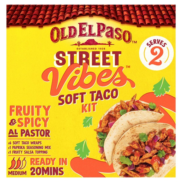 Old El Paso Al Pastor Taco Kit 257g, imported from the UK