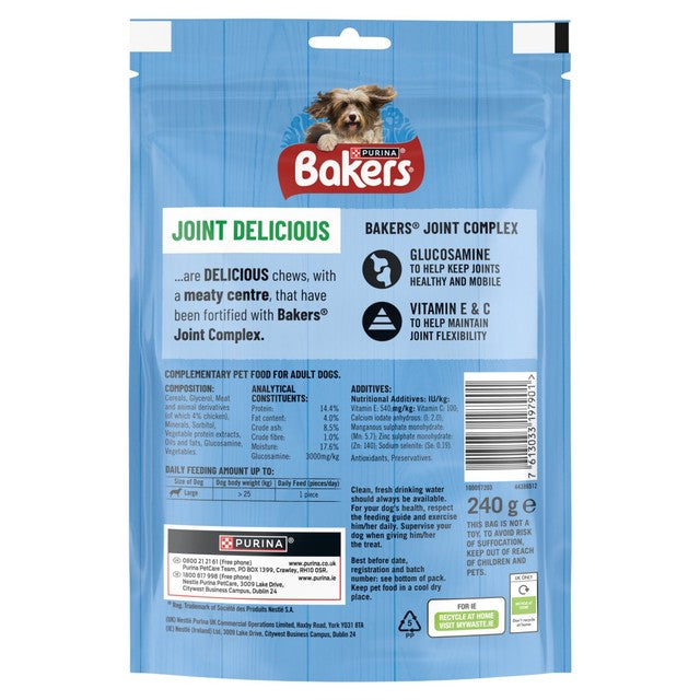 Bakers Joint Delicious Chicken Dog Chews for Large Dogs 240g - British product