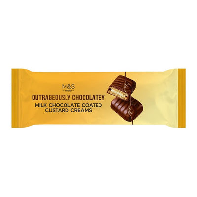 M&S M&S Milk Chocolate Coated Custard Cream Vanilla Flavour Biscuits 191g- Buy online at McGrocer