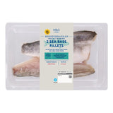 M&S sea bass fillets 180g, imported from the UK