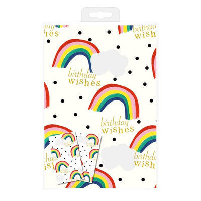 M&S Caroline Gardner Rainbow Gift Wrap Sheets and Tags 2 per pack- Buy online at McGrocer