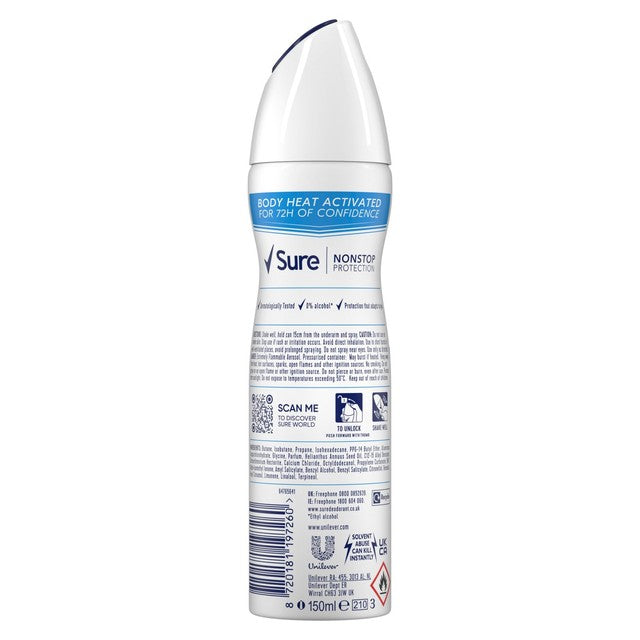 Sure women's cotton dry anti-perspirant spray 150ml (British brand)