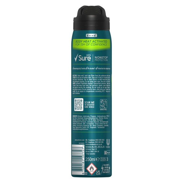 Sure Men Extreme Dry Anti-Perspirant Deodorant Spray 250ml (British brand)