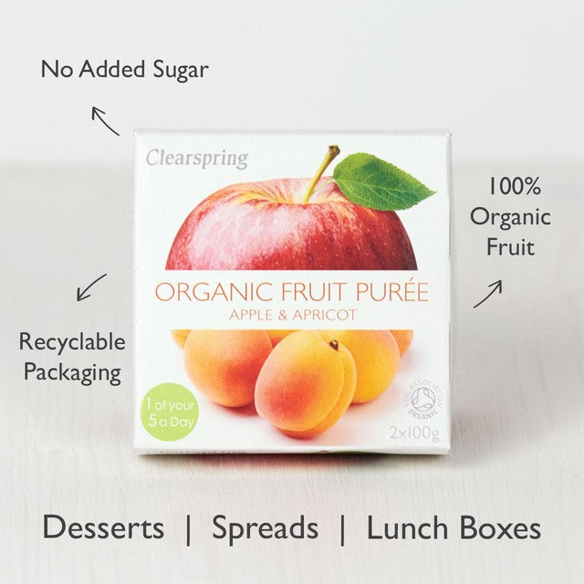 Clearspring organic apple & apricot fruit purée dessert 2 x 100g - British product