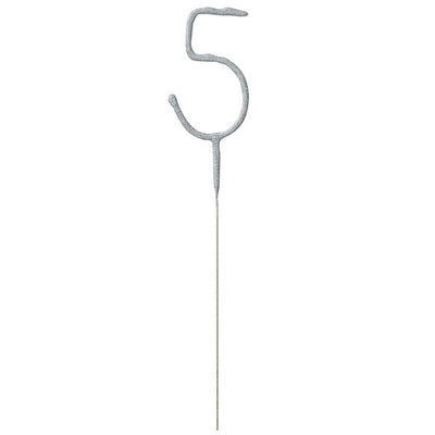 M&S Unique Party Silver Sparkler Candle Number 5- Buy online at McGrocer