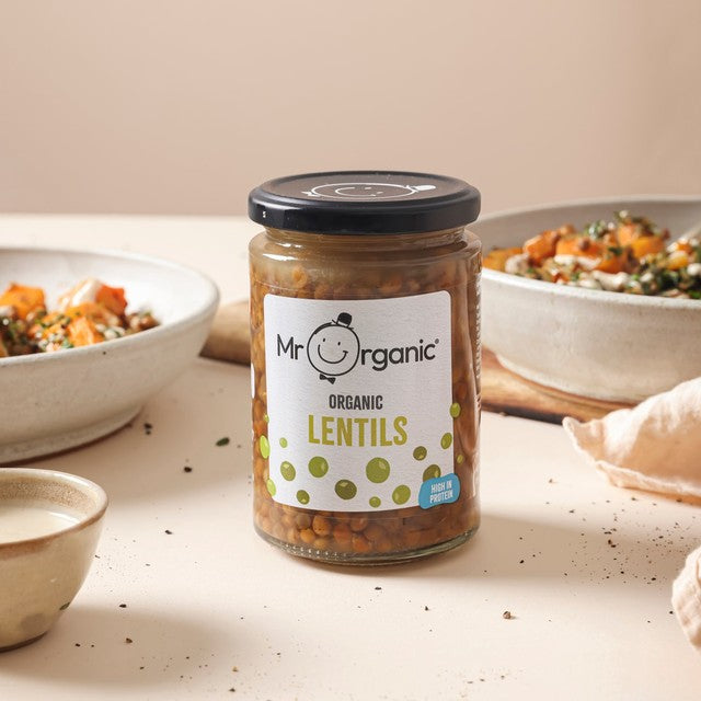 Mr Organic lentils 350g, imported from the UK