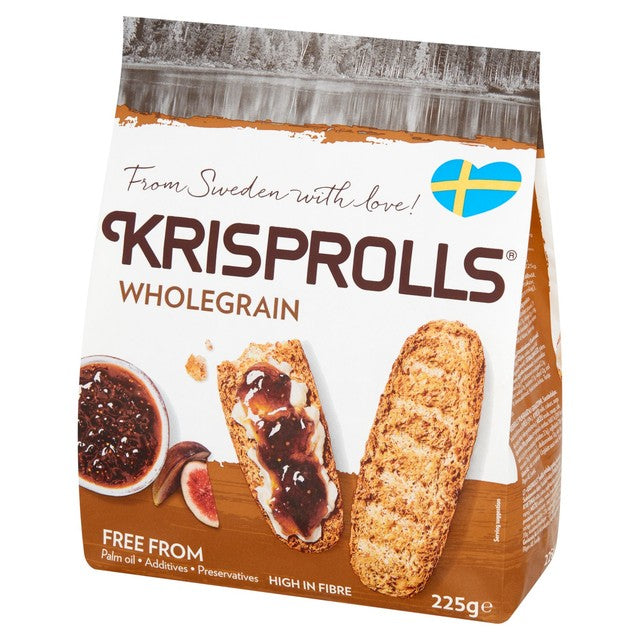 Pagen Krisprolls wholegrain crispbread 225g, imported from the UK