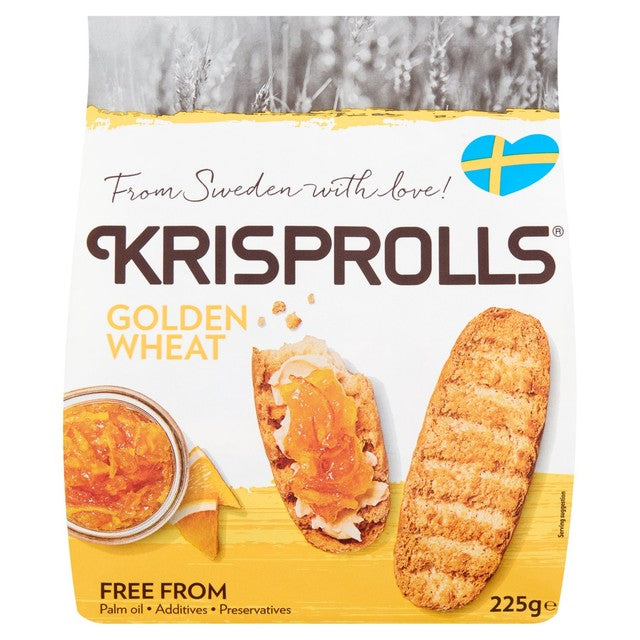 Pagen Golden Krisprolls crispbread 225g, imported from the UK