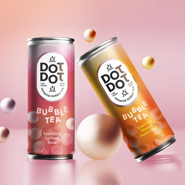 Dot Dot Sparkling Lychee Rose Bubble Tea 250ml - British product