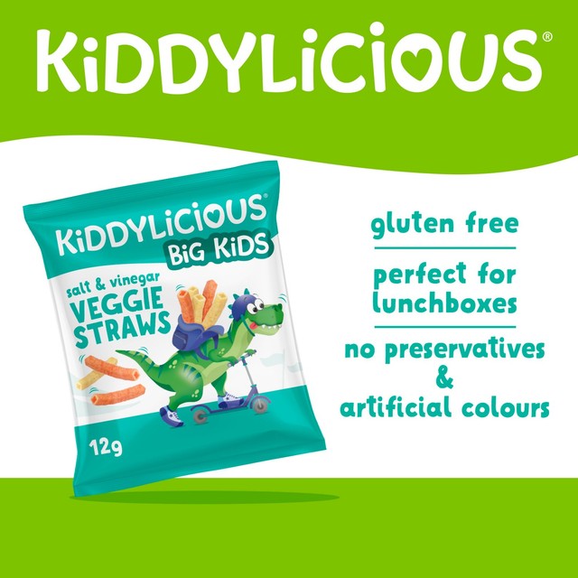 Kiddylicious Veggie Straws Salt & Vinegar 4 x 12g (British brand)