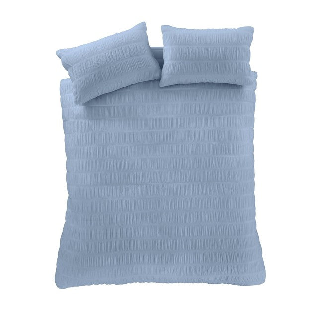 Catherine Lansfield blue seersucker double duvet set - British product