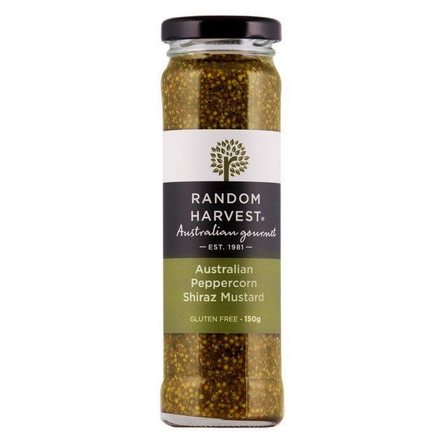 Random Harvest Peppercorn Shiraz Mustard 150g, imported from the UK