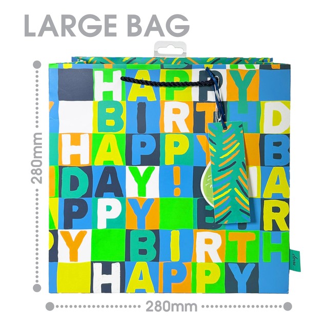 Deva Designs Neon Blue Birthday Medium Gift Bag, imported from the UK