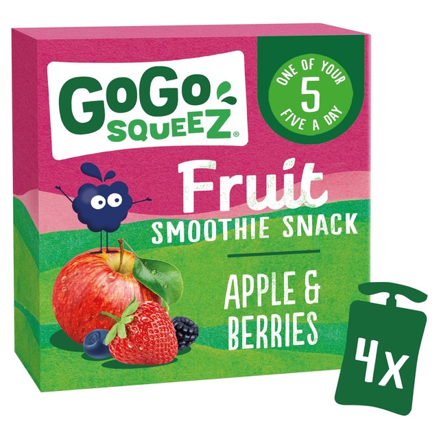 GoGo squeeZ fruit smoothie snack apple berries 90g pouches - British product
