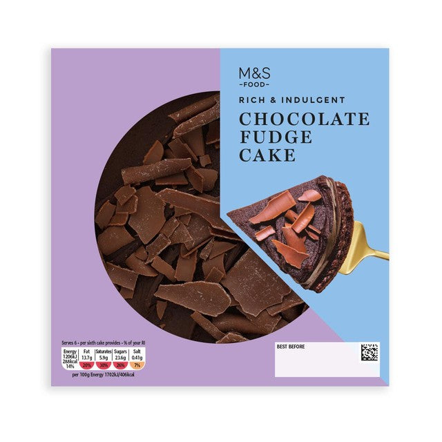 M&S Chocolate Fudge Cake 425g, imported from the UK