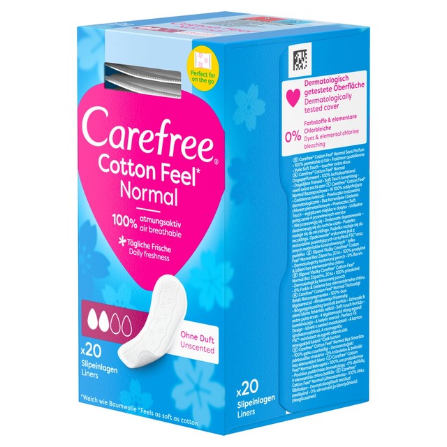 Carefree Cotton Breathable Pantyliners 20 Pack - British product