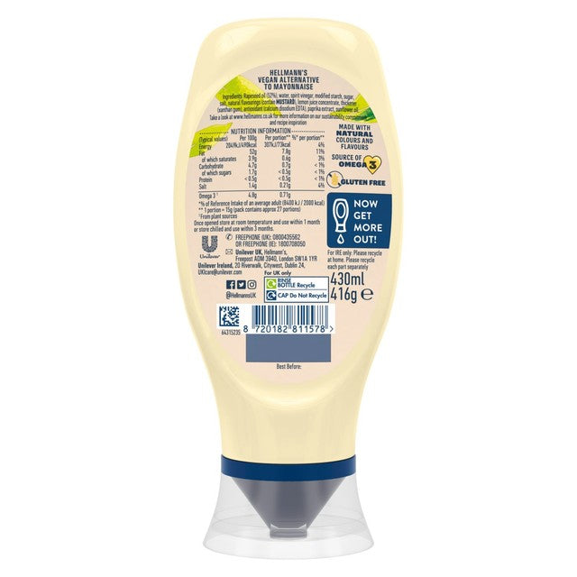 Hellmann's plant based mayonnaise 430ml, UK version