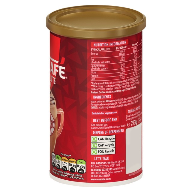 Nescafe Latte Kit Kat instant coffee powder 273g, imported from the UK