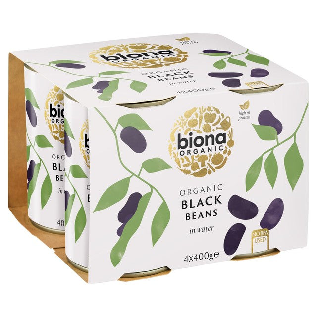 Biona organic black beans 4x400g - British product