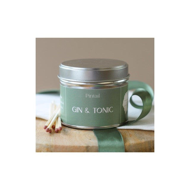 Pintail Gin & Tonic scented tin candle 225g, imported from the UK