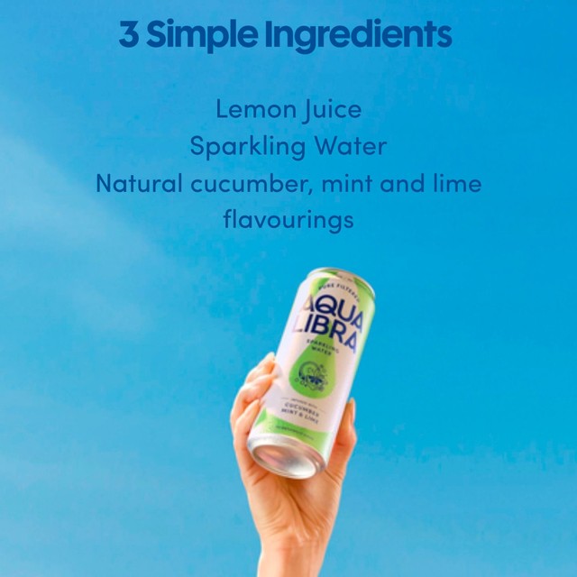 Aqua Libra cucumber mint lime sparkling water 4x330ml cans - British product